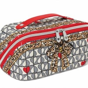 NWT Brighton Red and Gray Patterned Cosmetic Bag